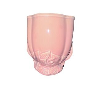 Vtg. McCoy Salmon Pink Diamond Shaped‎ Planter w/Floral Design 7" MCM Hollywood